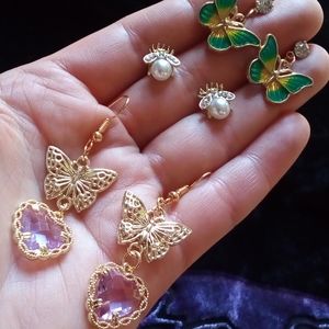Dainty Golden Insect Earring Trio